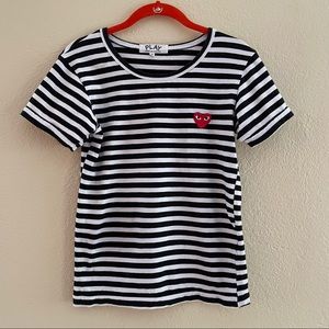 Classic COMME Des GARCONS ‘Play’ Black & White Stripes Short Sleeve Tee SHIRT